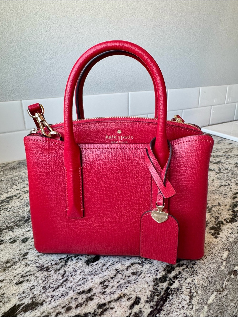 kate spade Red Leather Small Double-Handle Crossbody Satchel